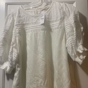 NWT Loft white lace sleeve top/tee